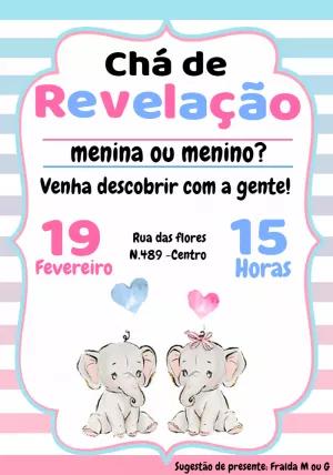 Convite Chá Revelação Elefantinhos para Editar Online