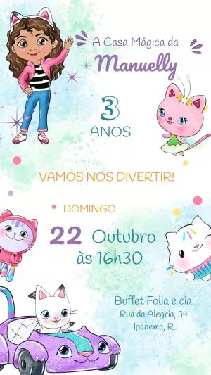 Convite Aniversário Casa Mágica da Gaby para Editar Online