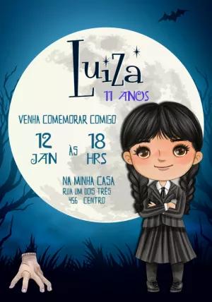 Convite de Aniversário Wandinha Addams para Editar Online