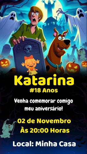 Convite de Aniversário Scooby Doo Misterioso para Editar