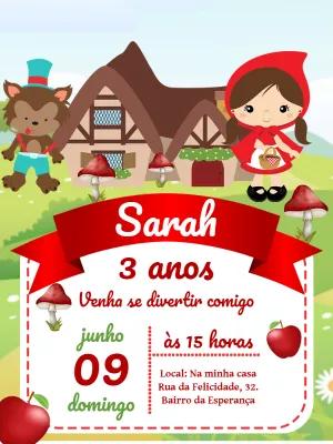 Convite Aniversário Chapeuzinho Vermelho para Editar Online