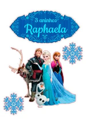 Topo de Bolo Frozen com Personagens para Editar Online