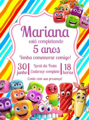 Convite Aniversário Tema Balas Fini para Editar Online