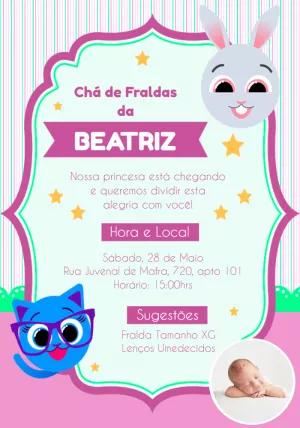 Convite Chá de Fraldas Bolofofos Rosa para Editar Online