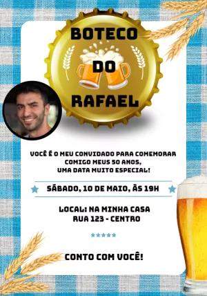 Convite Aniversário Boteco com Foto para Editar Online