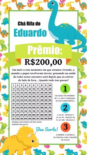 Convite Chá Rifa Dinossauro para Editar e Imprimir