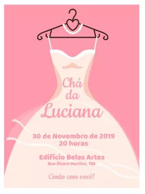 Convite Chá de Lingerie com Vestido de Noiva para Editar Online
