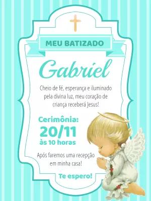 Convite de Batizado Anjinho Azul para Editar e Imprimir