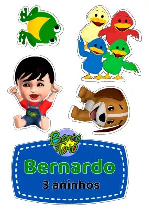 Topo de Bolo Bento e Totó com Personagens para Editar Online