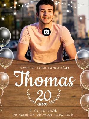 Convite de Aniversário Masculino com Foto para Editar Online