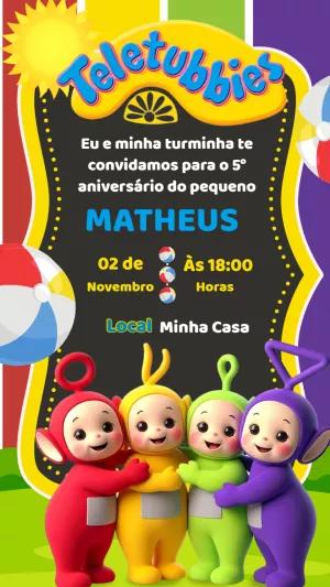 Convite de Aniversário Teletubbies para Editar Online
