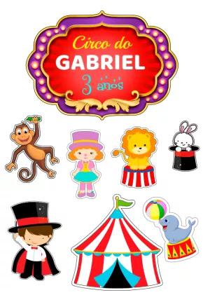 Topo de Bolo Circo com Personagens para Editar Online