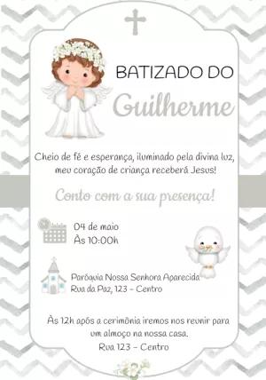 Convite de Batizado Anjinho para Editar Online