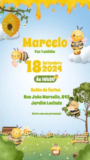 Convite de Aniversário Abelhinha para Editar Online