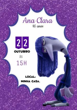 Convite Aniversário Tédio Divertida Mente 2 para Editar Online