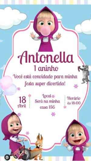 Convite de Aniversário Masha e o Urso para Editar Online