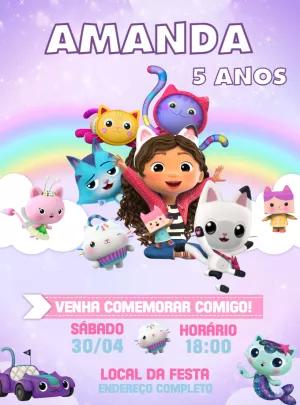 Convite Aniversário A Casa Mágica da Gabby para Editar Online