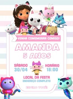 Convite Aniversário A Casa Mágica da Gabby para Editar Online