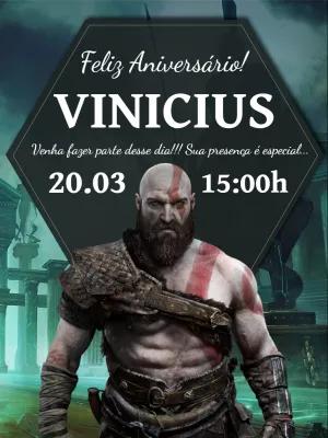 Convite de Aniversário God Of War para Editar Online