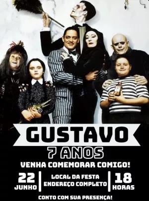 Convite Aniversário Família Addams para Editar Online