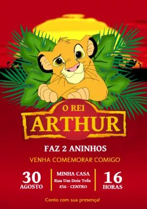 Convite Aniversário O Rei Leão com Simba para Editar Online