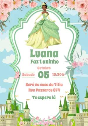 Convite Aniversário Princesa Tiana para Editar Online