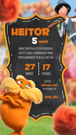 Convite de Aniversário O Lorax Editável Online