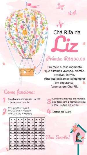 Chá Rifa Balão Floral Jardim Encantado para Editar Online