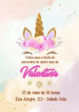 Convite de Aniversário Unicórnio Mágico para Editar Online