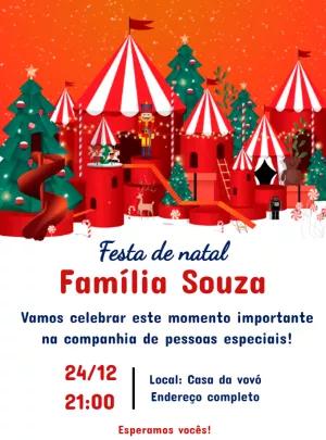 Convite Festa de Natal Castelo de Brinquedos para Editar Online