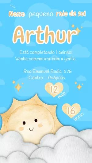 Convite de Aniversário Raio de Sol para Editar Online