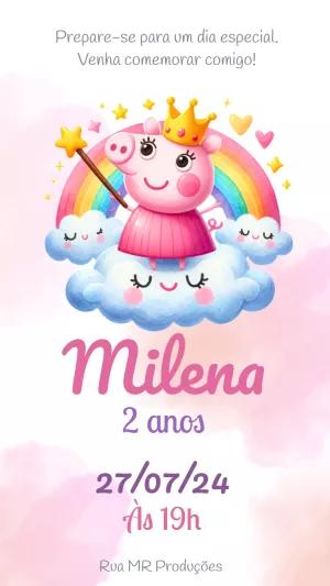 Convite Aniversário Peppa Pig Princesa para Editar Online