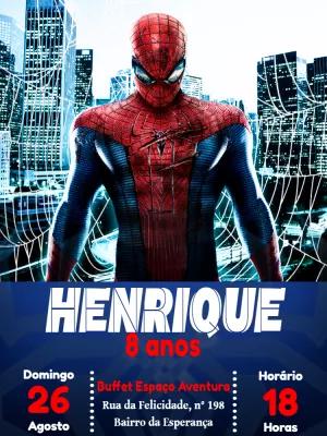 Convite Aniversário Homem Aranha para Editar Online