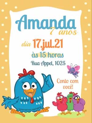 Convite Aniversário Galinha Pintadinha para Editar Online