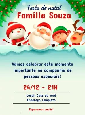Convite de Natal Família com Personagens Fofos para Editar