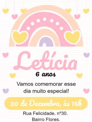 Convite Aniversário Arco Íris Boho para Editar Online