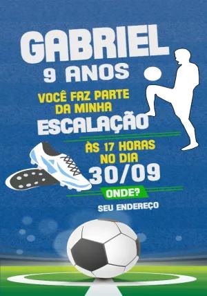 Convite Aniversário Futebol com Bola para Editar Online