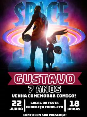 Convite de Aniversário Space Jam com LeBron para Editar Online