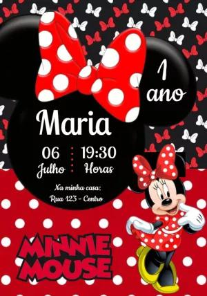 Convite de Aniversário Minnie Mouse para Editar Online