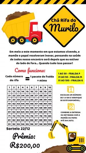 Convite Chá Rifa Construção Editável Online para Imprimir