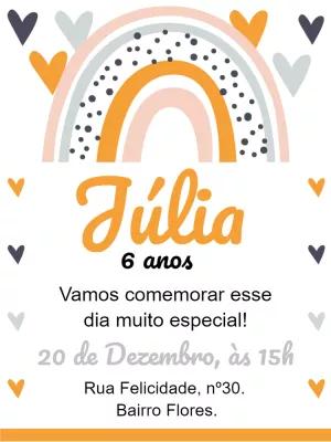 Convite de Aniversário Arco Íris Boho para Editar Online