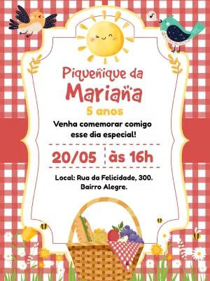 Convite de Aniversário Piquenique para Editar Online