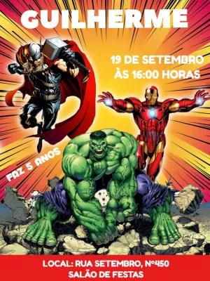 Convite de Aniversário Vingadores para Editar e Imprimir