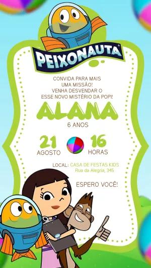 Convite de Aniversário Peixonauta para Editar Online