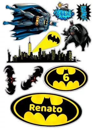 Topo de Bolo Batman: Elementos para Editar e Imprimir