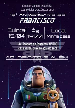 Convite de Aniversário Buzz Lightyear para Editar Online