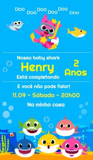 Convite de Aniversário Baby Shark para Editar Online
