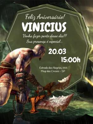 Convite Aniversário God of War Kratos para Editar Online