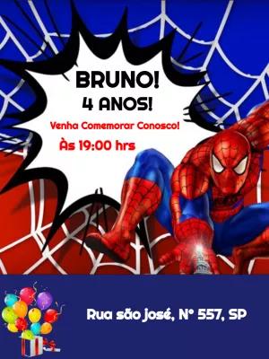 Convite de Aniversário Homem Aranha para Editar Online