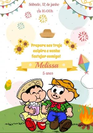 Convite Festa Junina Turma da Mônica para Editar Online